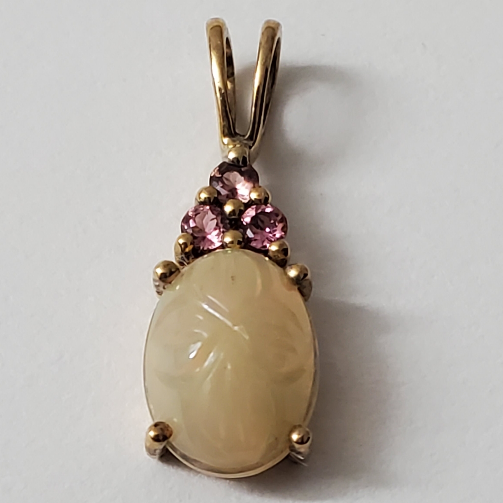 Watch Video / Sterling Silver 925 Opal Pink Sapphire Pendant